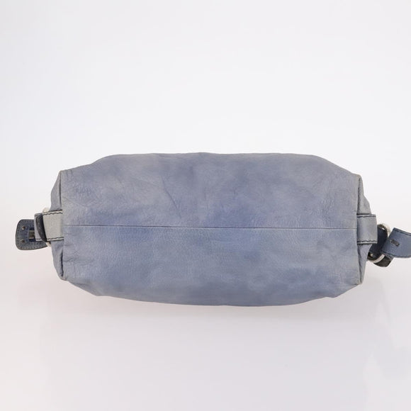 GUCCI Bamboo Hand Bag Leather Blue Gold 232959 Auth 141354