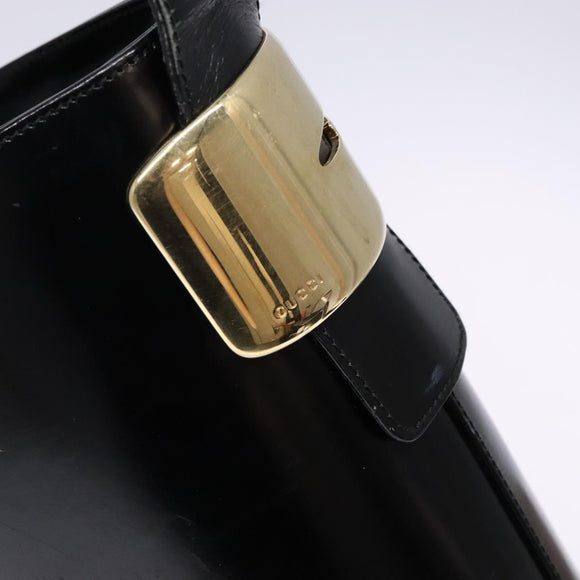 GUCCI Shoulder Bag Enamel Black Gold 001 1448 1814 Auth 141355