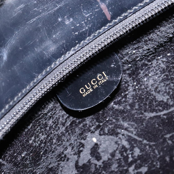 GUCCI Shoulder Bag Enamel Black Gold 001 1448 1814 Auth 141355