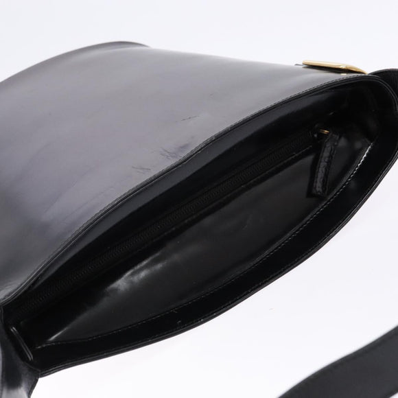 GUCCI Shoulder Bag Enamel Black Gold 001 1448 1814 Auth 141355