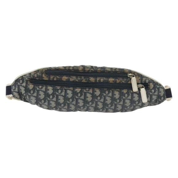 Christian Dior Trotter Canvas Waist bag Nylon Navy Silver Auth 141356A