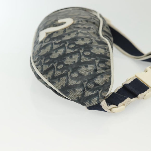 Christian Dior Trotter Canvas Waist bag Nylon Navy Silver Auth 141356A