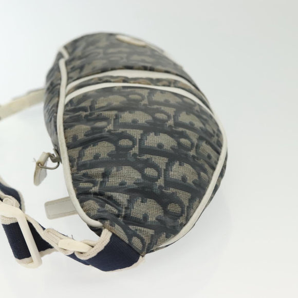 Christian Dior Trotter Canvas Waist bag Nylon Navy Silver Auth 141356A