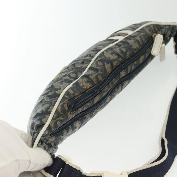 Christian Dior Trotter Canvas Waist bag Nylon Navy Silver Auth 141356