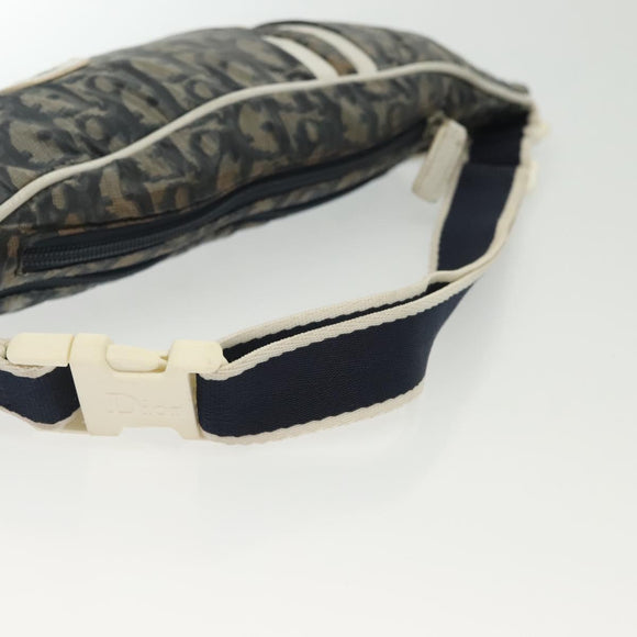 Christian Dior Trotter Canvas Waist bag Nylon Navy Silver Auth 141356A