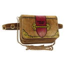 PRADA Chain Kaye Shoulder Bag Velor Beige Gold Auth 141360-1