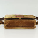 PRADA Chain Kaye Shoulder Bag Velor Beige Gold Auth 141360-11