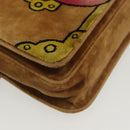 PRADA Chain Kaye Shoulder Bag Velor Beige Gold Auth 141360-12