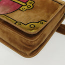 PRADA Chain Kaye Shoulder Bag Velor Beige Gold Auth 141360-13