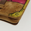 PRADA Chain Kaye Shoulder Bag Velor Beige Gold Auth 141360-14