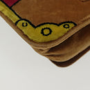 PRADA Chain Kaye Shoulder Bag Velor Beige Gold Auth 141360-15