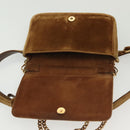 PRADA Chain Kaye Shoulder Bag Velor Beige Gold Auth 141360-16