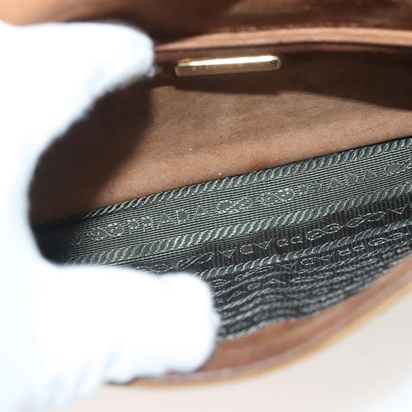 PRADA Chain Kaye Shoulder Bag Velor Beige Gold Auth 141360