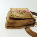 PRADA Chain Kaye Shoulder Bag Velor Beige Gold Auth 141360-4