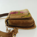 PRADA Chain Kaye Shoulder Bag Velor Beige Gold Auth 141360-5
