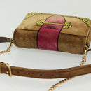 PRADA Chain Kaye Shoulder Bag Velor Beige Gold Auth 141360-6