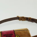 PRADA Chain Kaye Shoulder Bag Velor Beige Gold Auth 141360-8