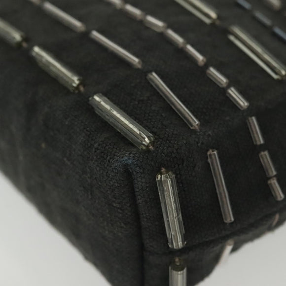 PRADA Hand Bag Canvas Black Auth 141361