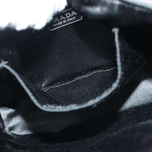 PRADA Hand Bag Canvas Black Auth 141361