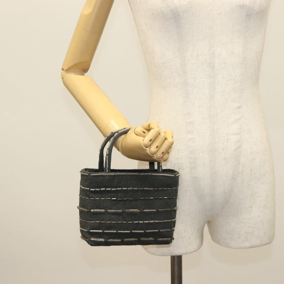 PRADA Hand Bag Canvas Black Auth 141361