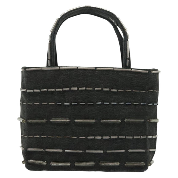 PRADA Hand Bag Canvas Black Auth 141361