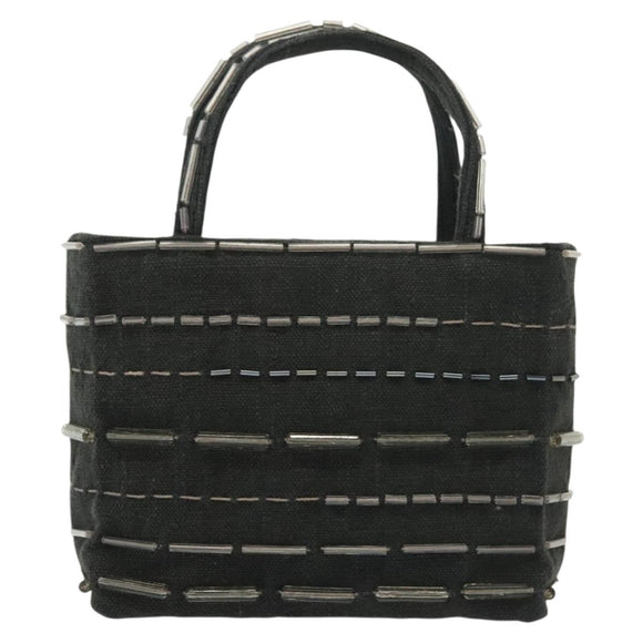 PRADA Hand Bag Canvas Black Auth 141361