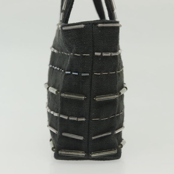 PRADA Hand Bag Canvas Black Auth 141361