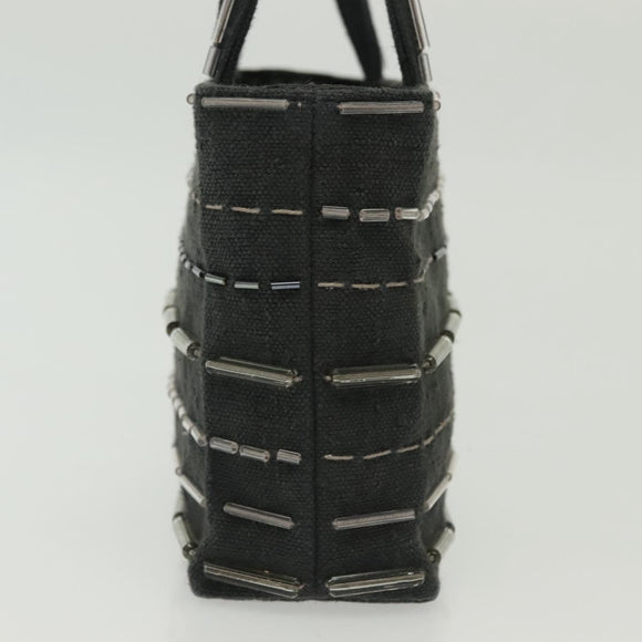 PRADA Hand Bag Canvas Black Auth 141361