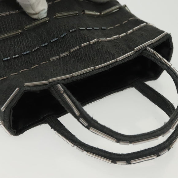 PRADA Hand Bag Canvas Black Auth 141361