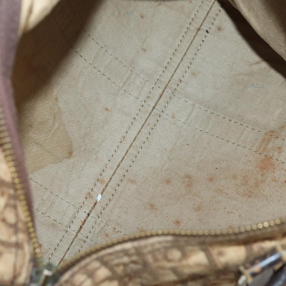 Christian Dior Trotter Canvas Boston Bag Brown Gold Auth 141365