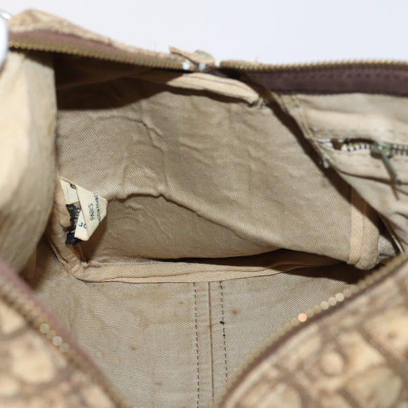 Christian Dior Trotter Canvas Boston Bag Brown Gold Auth 141365