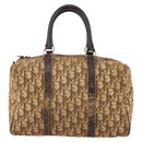Christian Dior Trotter Canvas Boston Bag Brown Gold Auth 141365-13