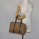 Christian Dior Trotter Canvas Boston Bag Brown Gold Auth 141365-20