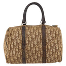 Christian Dior Trotter Canvas Boston Bag Brown Gold Auth 141365-2