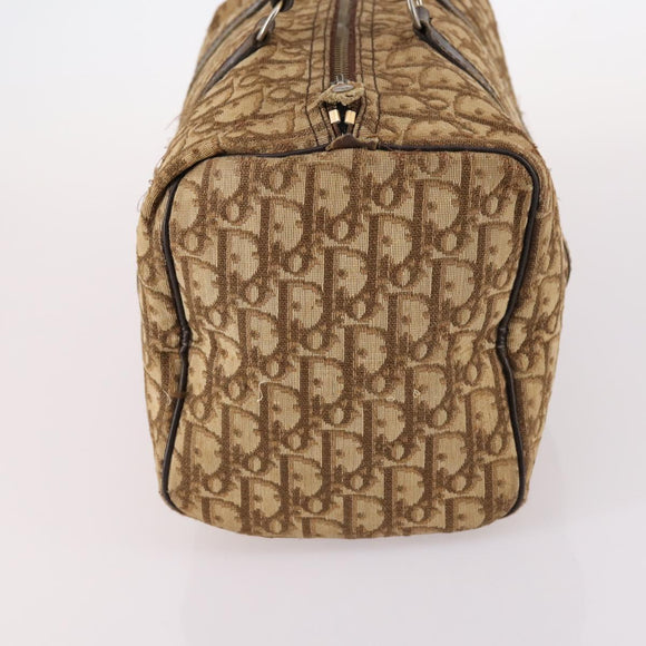 Christian Dior Trotter Canvas Boston Bag Brown Gold Auth 141365