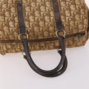 Christian Dior Trotter Canvas Boston Bag Brown Gold Auth 141365-8