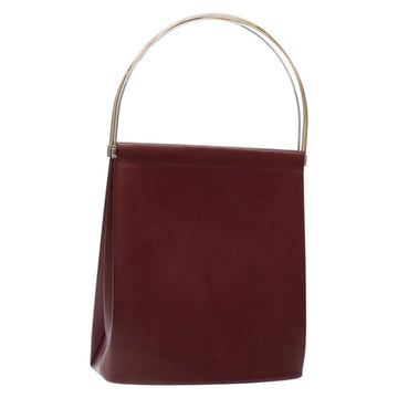 CARTIER Trinity Hand Bag Leather Bordeaux Gold Silver Auth 141366