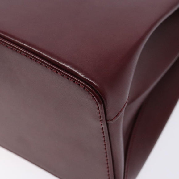 CARTIER Trinity Hand Bag Leather Bordeaux Gold Silver Auth 141366