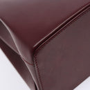 CARTIER Trinity Hand Bag Leather Bordeaux Gold Silver Auth 141366-14