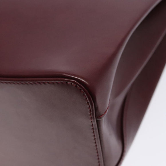 CARTIER Trinity Hand Bag Leather Bordeaux Gold Silver Auth 141366
