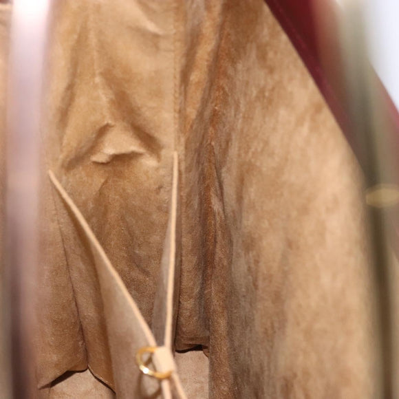 CARTIER Trinity Hand Bag Leather Bordeaux Gold Silver Auth 141366