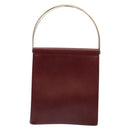 CARTIER Trinity Hand Bag Leather Bordeaux Gold Silver Auth 141366-2