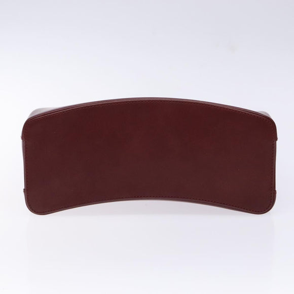 CARTIER Trinity Hand Bag Leather Bordeaux Gold Silver Auth 141366