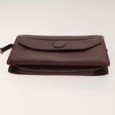 CARTIER Must Line Clutch Bag Leather 5Set Bordeaux Gold Auth 141368-10