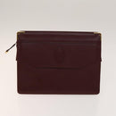 CARTIER Must Line Clutch Bag Leather 5Set Bordeaux Gold Auth 141368-12