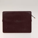 CARTIER Must Line Clutch Bag Leather 5Set Bordeaux Gold Auth 141368-13