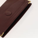 CARTIER Must Line Clutch Bag Leather 5Set Bordeaux Gold Auth 141368-14