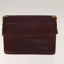 CARTIER Must Line Clutch Bag Leather 5Set Bordeaux Gold Auth 141368-17