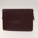 CARTIER Must Line Clutch Bag Leather 5Set Bordeaux Gold Auth 141368-18