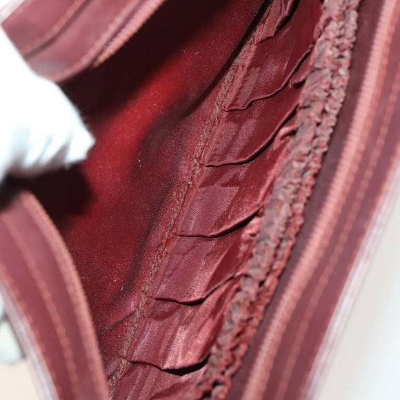 CARTIER Must Line Clutch Bag Leather 5Set Bordeaux Gold Auth 141368